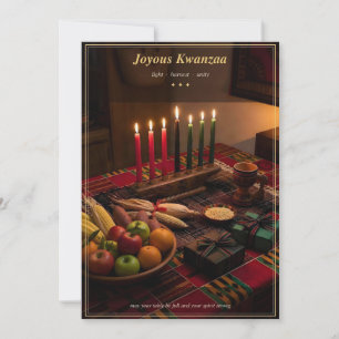 Tarjeta Festiva Mesa de Kwanzaa con Kinara