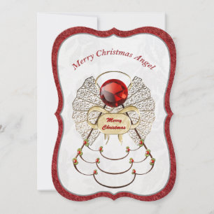 Tarjeta Festiva Metálico Filigree Merry Christmas Angel