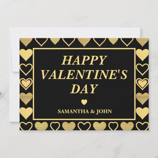 Tarjeta Festiva Metallic Gold Accent Hearts Valentine’s Gift (Anverso)