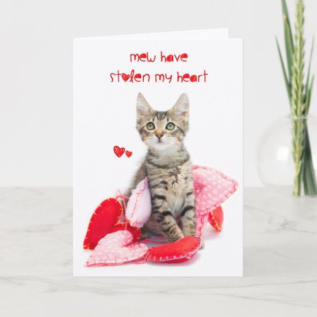 Tarjeta Festiva Mew robó mi corazón gatito valentina (Anverso)