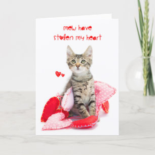 Tarjeta Festiva Mew robó mi corazón gatito valentina