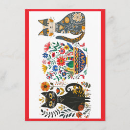 Tarjeta Festiva Mexicana Cats and Flowers,