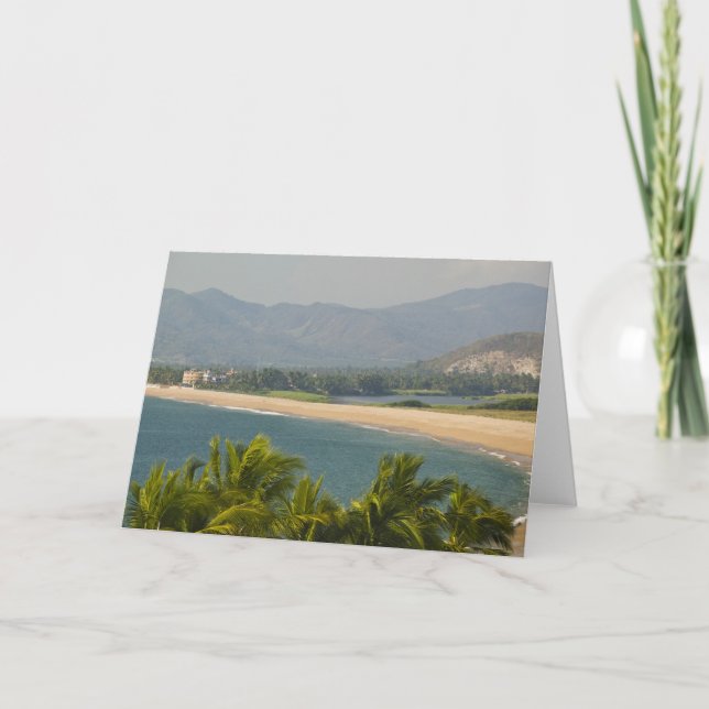 Tarjeta Festiva México, Jalisco, Barra de Navidad. Playa de Ciudad (Anverso)