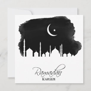 Tarjeta Festiva Mezquita de acuarela Ramadan Kareem