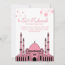 Tarjeta Festiva Mezquita Eid Mubarak Rosa