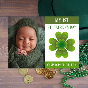 Tarjeta Festiva Mi 1er Día de San Patricio Bebé Foto Tréboles