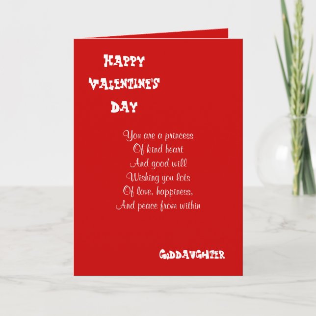 Tarjeta Festiva Mi ahijada en el día de San Valentín (Anverso)