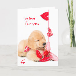 Tarjeta Festiva Mi amor por ti dorado recuperador de perrito valen