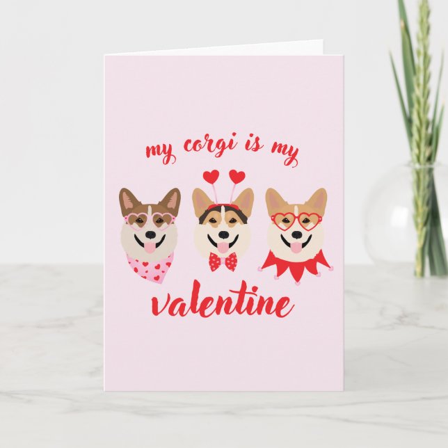 Tarjeta Festiva Mi Corgi Es Mi Valentín (Anverso)