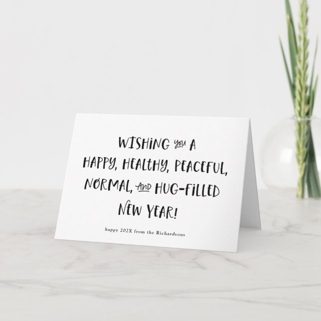 Tarjeta Festiva Mi deseo para 2021| Año nuevo feliz negro y blanco (Anverso)