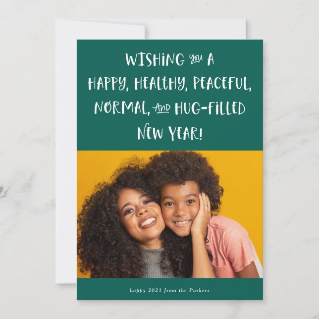 Tarjeta Festiva Mi deseo para 2021 | Foto Feliz Año Nuevo Verde (Anverso)