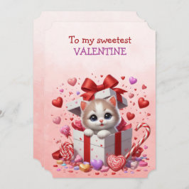 Tarjeta Festiva Mi gatito de San Valentín más dulce en una caja