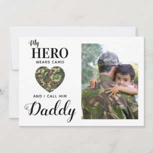 Tarjeta Festiva Mi héroe militar lleva foto del Día de los Padres