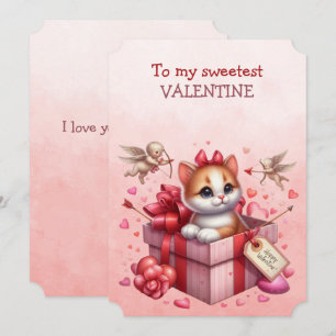 Tarjeta Festiva Mi Kitten de San Valentín más Dulce en una Caja