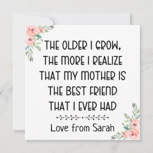 Tarjeta Festiva mi madre es mi mejor amiga, regalo sentimental