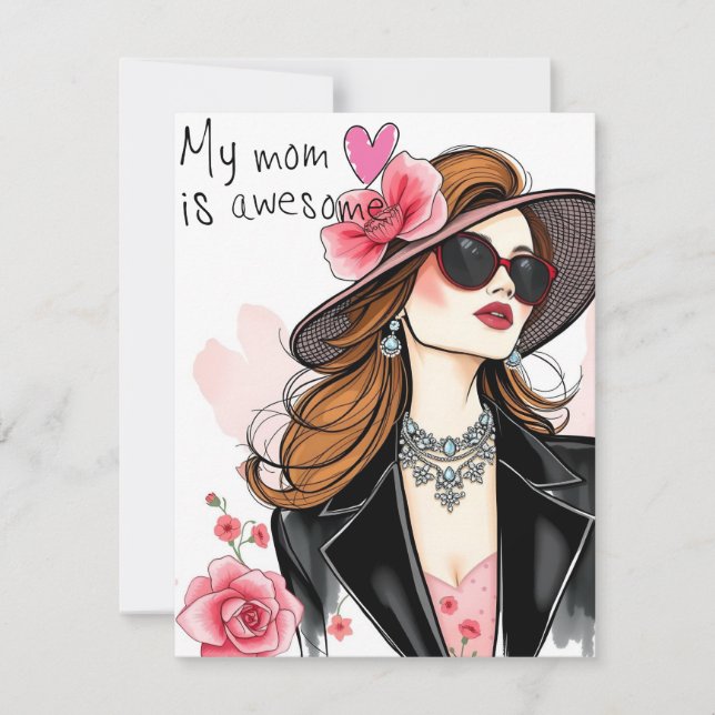 Tarjeta Festiva Mi mamá es alucinante (Anverso)