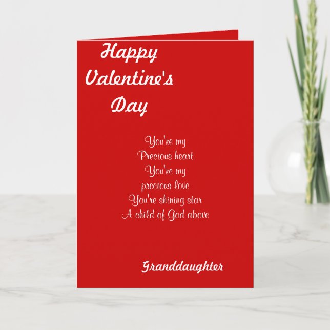 Tarjeta Festiva Mi nieta en el día de San Valentín (Anverso)