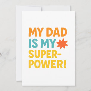 Tarjeta Festiva Mi papá es mi superpoder – Tipografía neón en negr