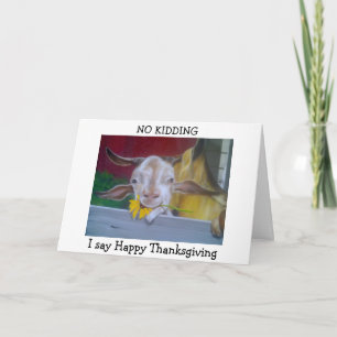 TARJETA FESTIVA MI PEQUEÑA CABRA DICE "FELIZ AGRADECIMIENTO"