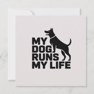 Tarjeta Festiva Mi Perro Dirige Mi Vida Arte De Cita Minimalista D