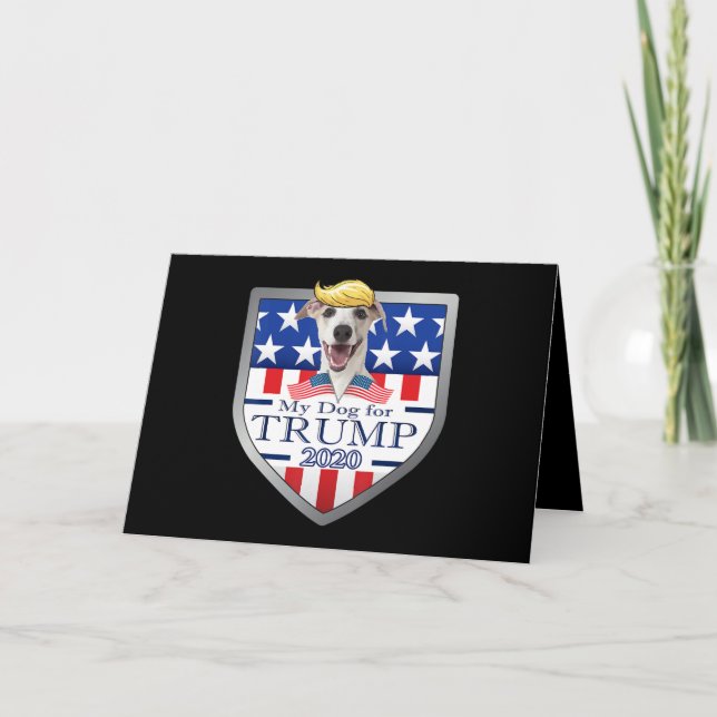 Tarjeta Festiva Mi Perro Trump 2020 Viendo Gafas (Anverso)