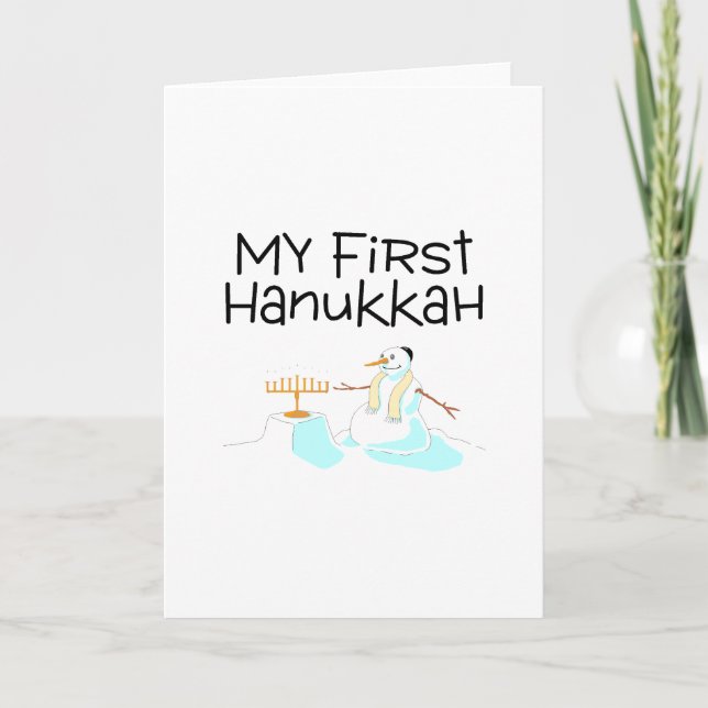Tarjeta Festiva Mi primer Hanukkah (hombre de nieve) (Anverso)