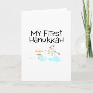 Tarjeta Festiva Mi primer Hanukkah (hombre de nieve)