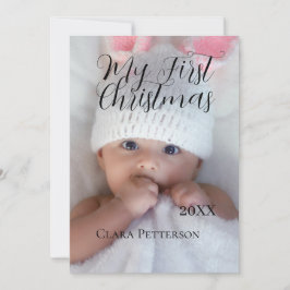 Tarjeta Festiva Mi primera foto de bebé navideña añada nombre año