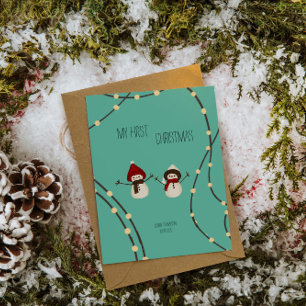 Tarjeta Festiva Mi primera ilustración de muñeco de nieve de Navid