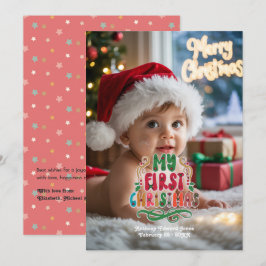 Tarjeta Festiva "Mi Primera Navidad" Foto Retro del Bebé