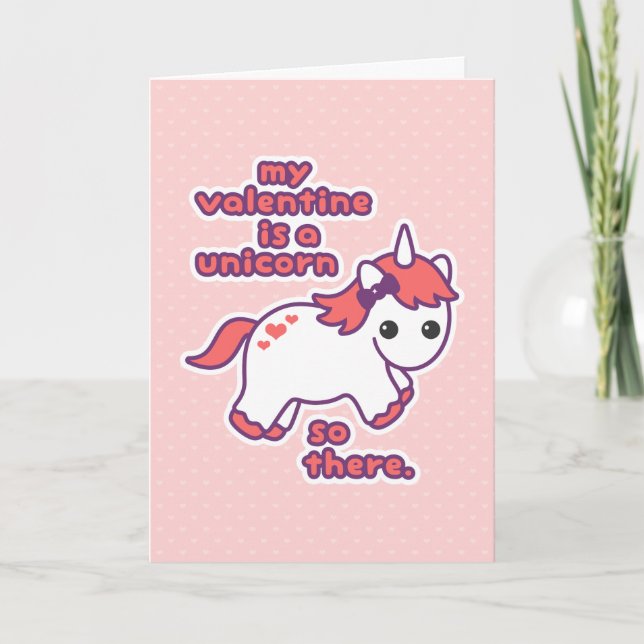 Tarjeta Festiva Mi San Valentín es unicornio (Anverso)