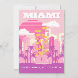 Tarjeta Festiva Miami Beach, Miami Travel Art, habitación Preppy, 