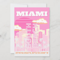 Miami Beach, Miami Travel Art, Preppy, Pink