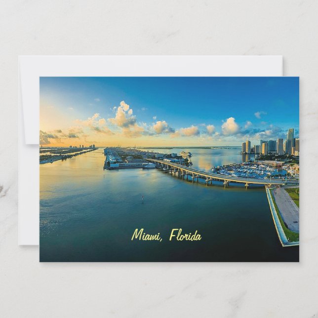 Tarjeta Festiva Miami, Florida, panoramic view, (Anverso)