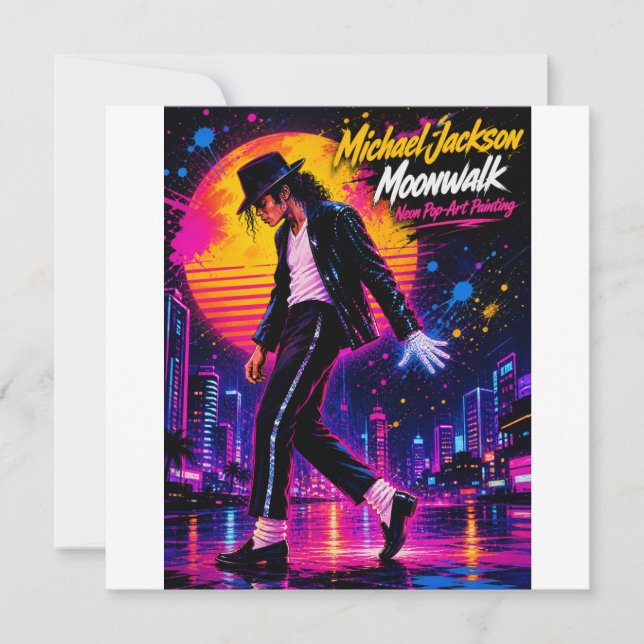 Tarjeta Festiva Michael Jackson Moonwalk Rey del Pop Tributo Retro (Anverso)