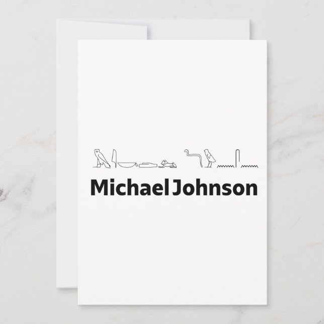 Tarjeta Festiva Michael Johnson Name with Hieroglyphs Art (Anverso)