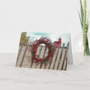 Tarjeta Festiva Michigan Navidades Berry Wreath