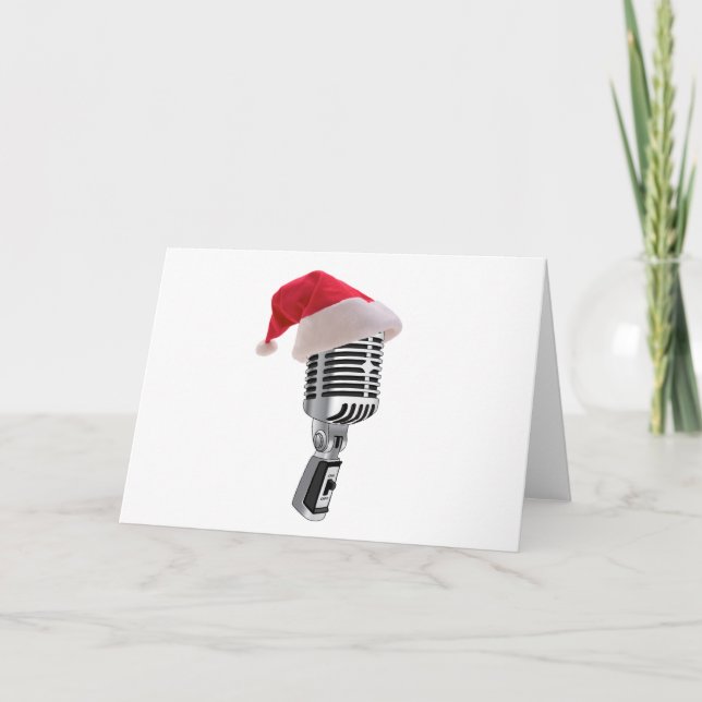 Tarjeta Festiva micrófono santa (Anverso)