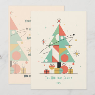 Tarjeta Festiva Mid-Century Merry Christmas 