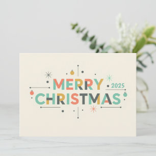 Tarjeta Festiva Mid-Century Merry Christmas – Retro Style
