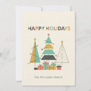 Tarjeta Festiva Mid-Century Retro Christmas Trees