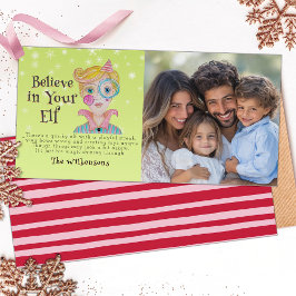 Tarjeta Festiva Mid Century Retro Elf 1 Foto Navidades Poema Diver