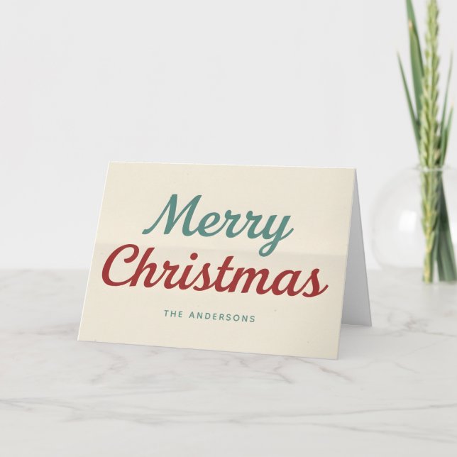 Tarjeta Festiva Midcentury Modern Minimal Script Merry Christmas (Anverso)