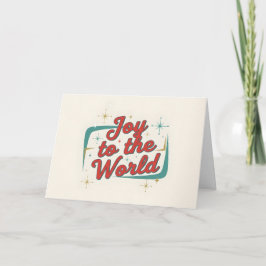 Tarjeta Festiva Midcentury Script Joy to the World Christmas