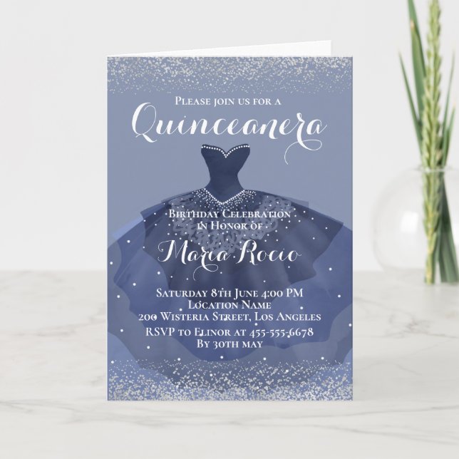 Tarjeta Festiva Midnight Blue Theme Holiday Card (Anverso)