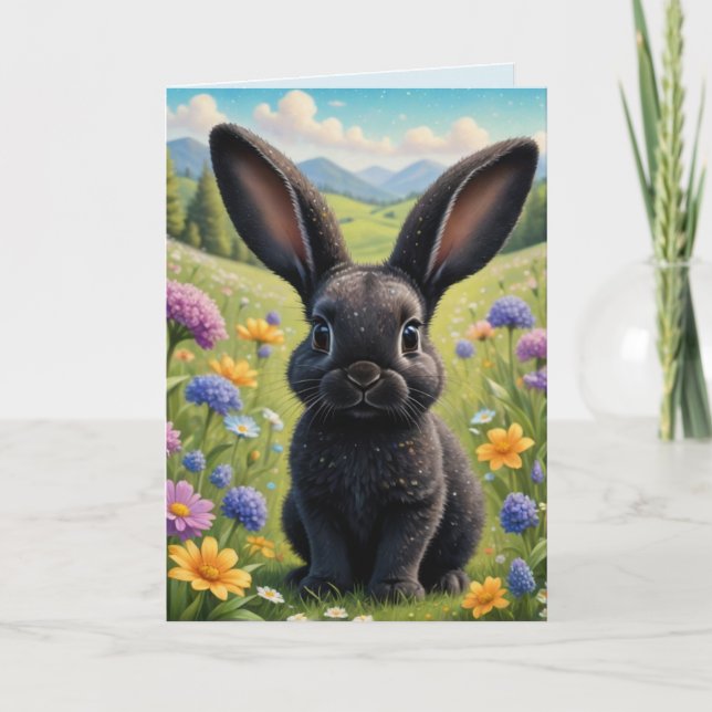 Tarjeta Festiva Midnight Bunny (Anverso)