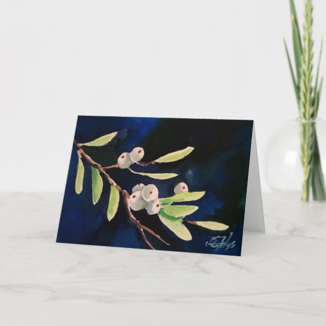 Tarjeta Festiva Midnight Mistletoe Card (Anverso)