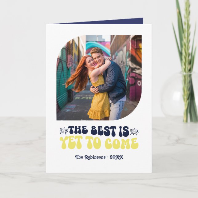 Tarjeta Festiva Midnight Spark Champagne Retro New Year Photo (Anverso)