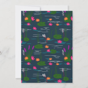 Tarjeta Festiva Midnight Whimsical Lotus Floral Garden