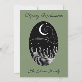 Tarjeta Festiva Midwinter Moon w/ Photo Flat Holiday Card